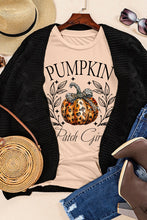 Load image into Gallery viewer, Khaki PUMPKIN Patch Girly Leopard Bowknot Pumpkin Graphic T Shirt
