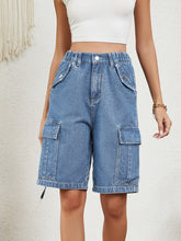 Load image into Gallery viewer, High Waist Denim Shorts with Pockets
