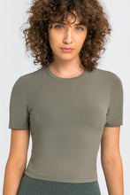 Load image into Gallery viewer, Round Neck Short Sleeve Yoga Tee
