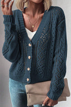 Load image into Gallery viewer, Real Teal Open Knit Drop Shoulder Sweater Cardigan
