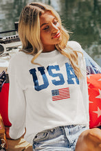 Load image into Gallery viewer, White USA Flag Corded Graphic Sweatshirt
