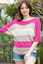 Load image into Gallery viewer, Color Block Boat Neck Half Sleeve Knit Top
