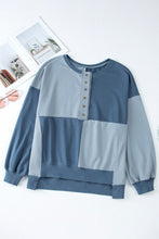 Load image into Gallery viewer, Contrast Half Button Long Sleeve Sweatshirt
