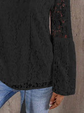 Load image into Gallery viewer, Lace Tie Neck Long Sleeve Blouse
