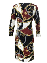 Load image into Gallery viewer, Printed Round Neck Long Sleeve Midi Dress
