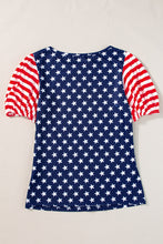 Load image into Gallery viewer, Stars and Stripes Round Neck Short Sleeve Top
