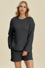 Load image into Gallery viewer, Double Take Full Size Texture Round Neck Long Sleeve Top and Shorts Set
