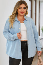 Load image into Gallery viewer, Plus Size Snap Down Pocketed Denim Jacket
