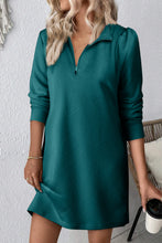 Load image into Gallery viewer, Double Take Textured Quarter Zip Long Sleeve Dress
