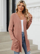 Load image into Gallery viewer, Pocketed Open Front Long Sleeve Cardigan
