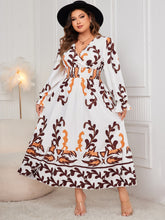 Load image into Gallery viewer, Plus Size Printed Surplice Flounce Sleeve Dress
