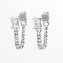 Load image into Gallery viewer, 925 Sterling Silver Zircon Chain Earrings
