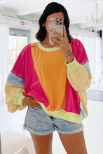 Load image into Gallery viewer, Rose Red Plus Size Colorblock Patchwork Exposed Seam Sweatshirt
