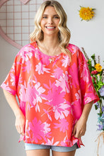 Load image into Gallery viewer, First Love Slit Printed Round Neck Half Sleeve Blouse
