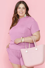 Load image into Gallery viewer, Plus Size Round Neck Short Sleeve Top and Shorts Set
