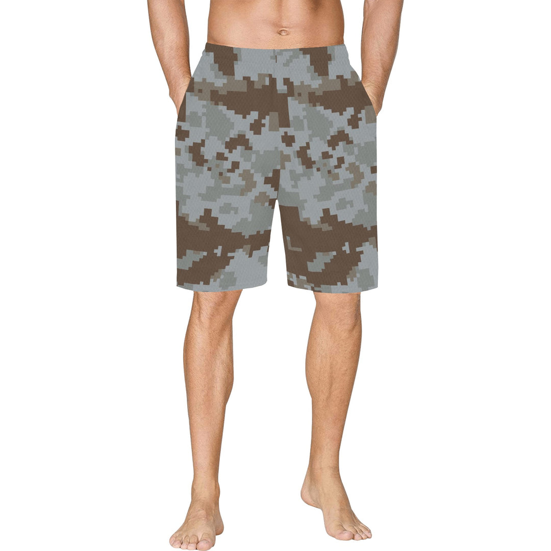 Ti Amo I love you - Exclusive Brand  - Mountain Mist / Judge Grey / Natural Gray Camo - Basketball Shorts With Pockets - Sizes S-2XL