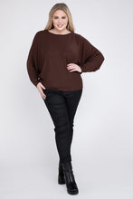 Load image into Gallery viewer, Plus Ribbed Batwing Long Sleeve Boat Neck Sweater
