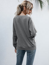 Load image into Gallery viewer, Lace-Up Round Neck Long Sleeve Sweatshirt
