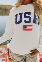 Load image into Gallery viewer, White USA Flag Corded Graphic Sweatshirt
