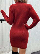 Load image into Gallery viewer, Cable-Knit Half Zip Long Sleeve Sweater Dress
