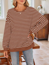 Load image into Gallery viewer, Lovelet Striped Round Neck Long Sleeve Sweatshirt
