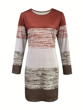 Load image into Gallery viewer, Color Block Round Neck Long Sleeve Dress
