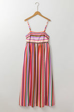 Load image into Gallery viewer, Multicolor Striped Thin Straps Smocked Back Boho Maxi Dress
