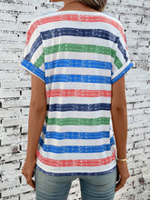 Load image into Gallery viewer, Striped V-Neck Short Sleeve T-Shirt
