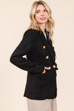 Load image into Gallery viewer, Mittoshop Plaid Texture Double-Breasted Long Sleeve Blazer
