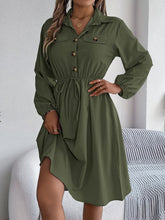 Load image into Gallery viewer, Collared Neck Long Sleeve Dress with Pockets
