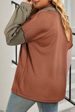 Load image into Gallery viewer, Plus Size Exposed Seam Color Block Quarter Zip Sweatshirt
