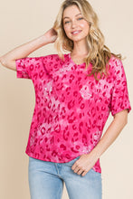 Load image into Gallery viewer, BOMBOM Leopard V-Neck Short Sleeve T-Shirt
