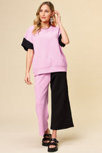 Load image into Gallery viewer, Double Take Full Size Texture Contrast T-Shirt and Wide Leg Pants Set
