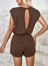 Load image into Gallery viewer, Cutout Round Neck Cap Sleeve Romper
