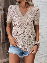 Load image into Gallery viewer, Full Size Printed V-Neck Short Sleeve Blouse
