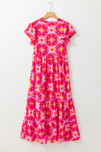 Load image into Gallery viewer, Strawbeery Pink Geo Print V-neck Maxi Dress
