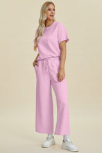 Load image into Gallery viewer, Double Take Full Size Texture Round Neck Short Sleeve Top and Pants Set
