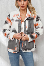 Load image into Gallery viewer, Multicolor Aztec Fleece Patchwork Snap Button Jacket
