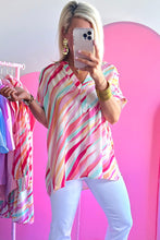 Load image into Gallery viewer, Multicolor Abstract Print High Low Short Sleeve Blouse
