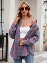 Load image into Gallery viewer, Pocketed Plaid Collared Neck Long Sleeve Shirt
