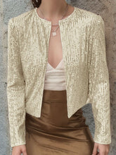 Load image into Gallery viewer, Full Size Sequin Open Front Cropped Jacket
