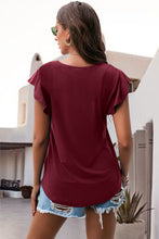 Load image into Gallery viewer, Ruffled Round Neck Cap Sleeve Blouse
