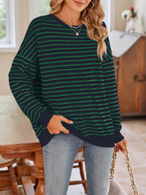 Load image into Gallery viewer, Lovelet Striped Round Neck Long Sleeve Sweatshirt
