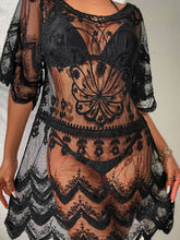 Load image into Gallery viewer, Lace Round Neck Half Sleeve Cover-Up
