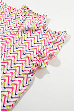 Load image into Gallery viewer, Multicolor Chevron Print Ruffled Sleeve Blouse
