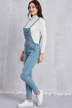 Load image into Gallery viewer, Distressed Washed Denim Overalls with Pockets
