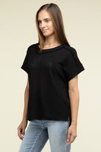 Load image into Gallery viewer, Brushed Waffle Exposed-Seam Short Sleeve Top
