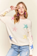 Load image into Gallery viewer, ADORA Stars Pattern Round Neck Drop Shoulder Sweater
