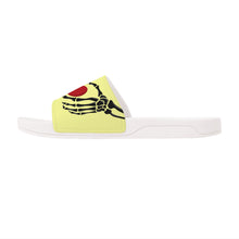 Load image into Gallery viewer, Ti Amo I love you - Exclusive Brand -Crayola Lemon Yellow - Skeleton Hands with Heart -  Slide Sandals - White Soles
