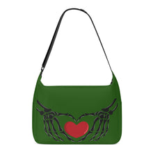 Load image into Gallery viewer, Ti Amo I love you - Exclusive Brand - Green House - Skeleton Heart Hands  -  Journey Computer Shoulder Bag
